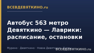 Автобус 563 метро Девяткино — Лаврики: расписание, остановки (2026) Автобус 563 метро Девяткино — Лаврики: расписание, остановки (2026)
