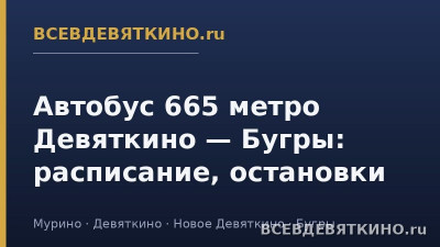 Автобус 665 метро Девяткино — Бугры: расписание, остановки (2026) Автобус 665 метро Девяткино — Бугры: расписание, остановки (2026)