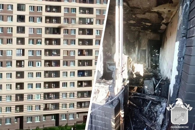 В Мурино загорелась квартира на девятом этаже, эвакуировали 50 человек